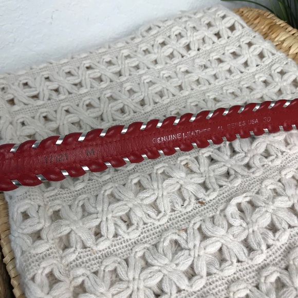 Circle Y Beaded Red Leather Belt Size Medium display picture 3